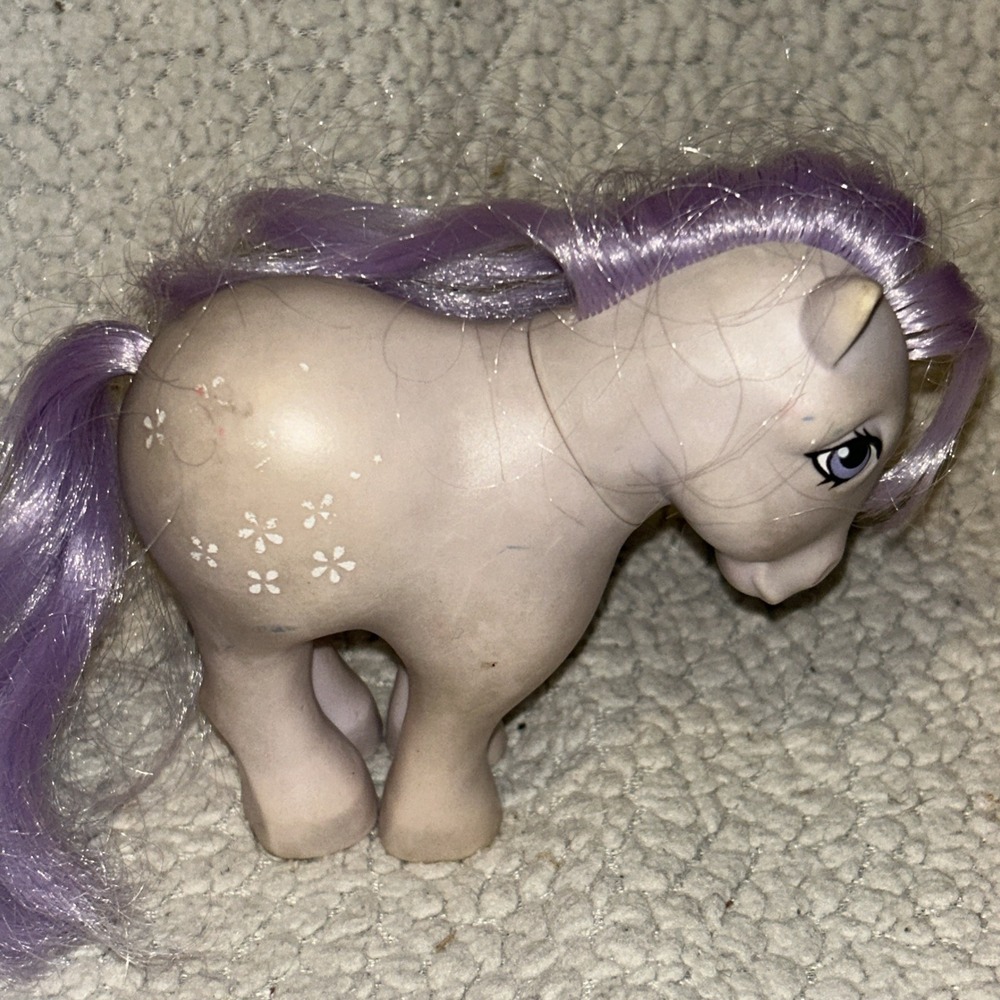 My Little Pony Horse Figure G1 Purple BLOSSOM White Flowers 1982 Vintage